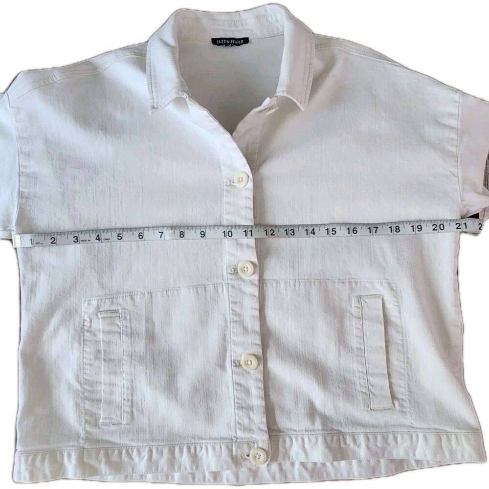 Eileen Fisher Undyed Organic Cotton Denim Jacket White Size Large - Picture 7 of 9